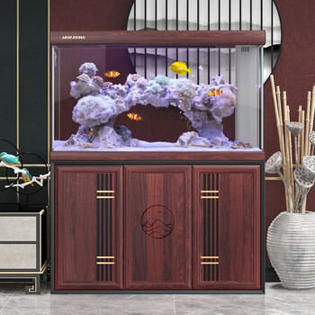 闽江(minjiang)鱼缸水族箱免换水中式客厅屏风免换水超白玻璃龙鱼缸
