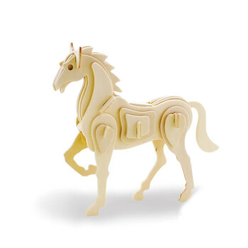 木质3d立体拼图拼板儿童力玩具拼装拼插模型昆虫动物diy手工礼物骏马