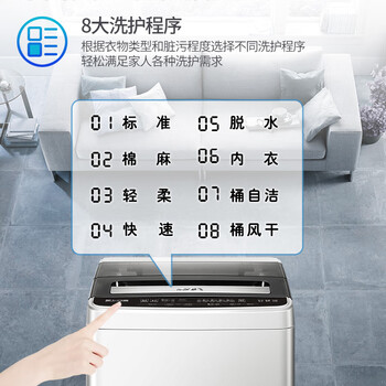 新飞（Frestec）6.5公斤全自动波轮洗衣机 8程序8水位 智能预约洗衣 一键快洗 双重洁桶 XQB65-1800D