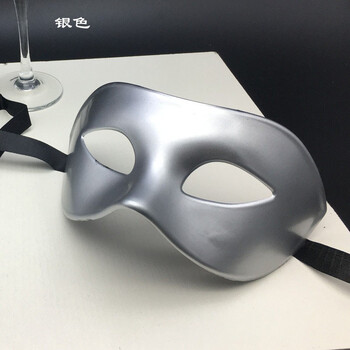 汀若面具男 帅气万圣节化妆舞会面具男半脸面罩复古假面具 银色