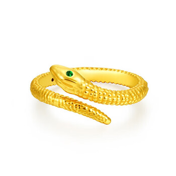 众润5g黄金生肖戒指女足金999灵蛇女戒生肖金蛇指环食指戒指情侣礼物