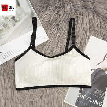 女生内衣抹胸发育期学生初中生内衣女韩版吊带裹胸无钢圈薄款文胸白色