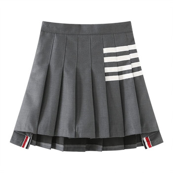 拉夏贝尔lachapelle夏新款半身裙女减龄王心凌同款tb短裙百褶裙深灰色