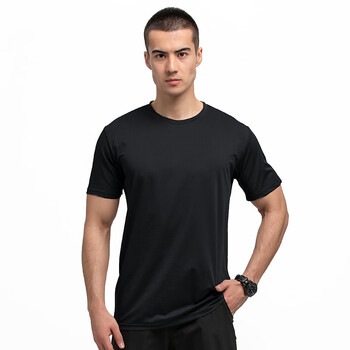鹰爪行动速干t恤男夏季户外轻薄弹力速干衣透气圆领短袖快干上衣黑色
