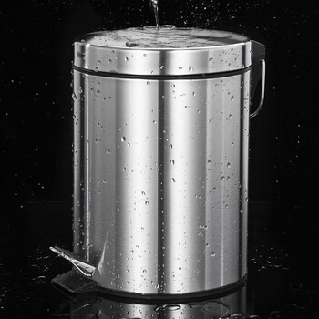 欧润哲垃圾桶脚踏带盖8L不锈钢客厅卧室厨房卫生间家用内外双桶缓降静音