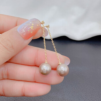 香槟珍珠吊坠耳环女长款显韩国潮流耳饰生日礼物珍珠吊坠