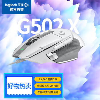 G502 X有线游戏鼠标 g502进阶有线版 全新光学机械混合微动 HERO引擎 电竞鼠标  白色