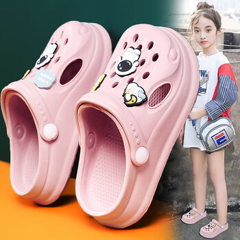 zrty女童拖鞋夏款新款儿童防水防滑外穿洞洞鞋女孩软底沙滩凉拖鞋粉色