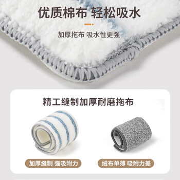 太太乐平板拖把50cm 2配布铝合金免手洗50cm家用一拖净