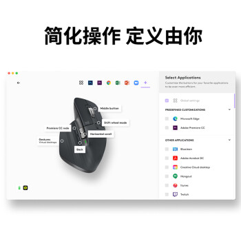 罗技（Logitech）大师系列 MX Master 3S 无线蓝牙鼠标 人体工学 办公 静音鼠标 高端 石墨黑 带无线接收器