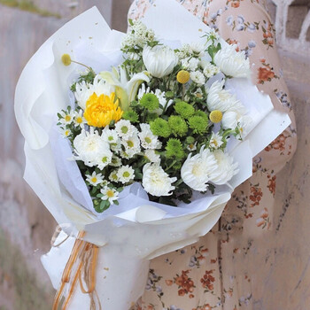 两小时达黄白菊花花束祭祀扫墓花圈丧篮葬礼北京成都青岛西安南京重庆
