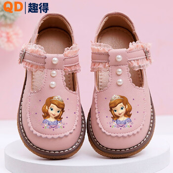 鞋艾莎女童鞋豆豆鞋真皮软底宝宝鞋子c1006粉色菲菲26码鞋内长167cm