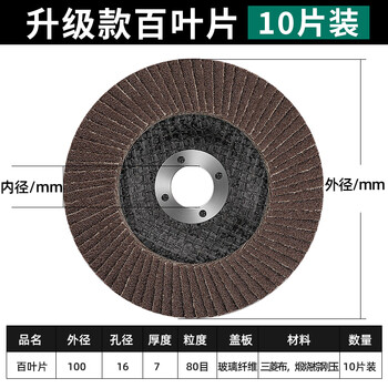 绿林（GREENER）百叶片80目10片100*16角磨机砂轮片抛光打磨片角磨片