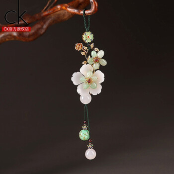ck施华洛世奇锆胸花旗袍压襟挂件吊坠流苏绿色挂饰古风汉服衣襟挂饰