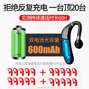 OKSJ 耳挂式蓝牙耳机单耳 无线不入耳商务超长续航待机运动跑步适用于小米oppo苹果安卓手机 双电池黑