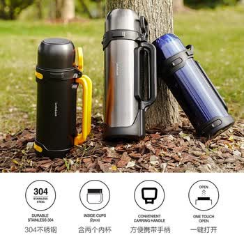 乐扣乐扣（LOCK&LOCK）大容量保温壶户外旅行露营不锈钢便携车载式手提暖壶2L蓝色