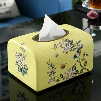 贾思德美式乡村陶瓷家用抽纸盒欧式客厅餐厅装饰纸抽盒餐巾纸巾盒新中