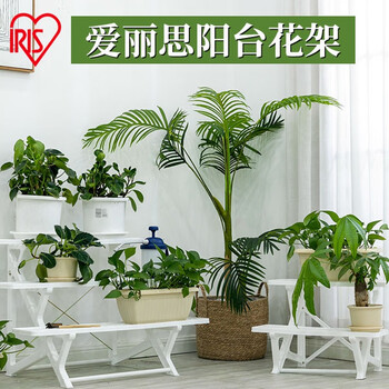爱丽思 花盆架花架地面简约两层三层花架子白色塑料欧式阳台菜盆摆放架 FS-760三层花架