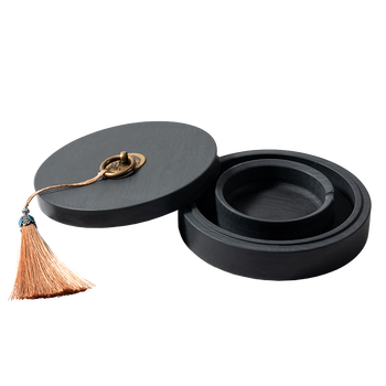 得力火锅砚台文房四宝毛笔书法国画盛墨专用初学者入门练习放墨砚台佳节礼物砚台(黑色)(盒)开学文具