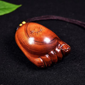 知足常乐小脚丫字画木雕刻知足常乐手把件挂件吊坠小脚丫工艺品老挝