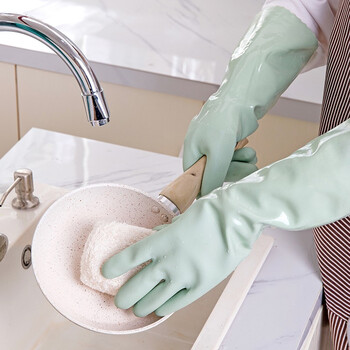 美家日记冬季长袖保暖植绒手套 PVC苹果绿均码1双装防水防污防滑耐磨手套 美家日记冬季长袖保暖植绒手套 PVC苹果绿均码1双装防水防污防滑耐磨手套