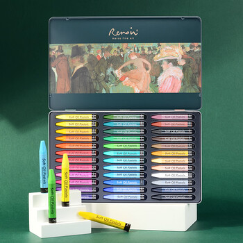 马可（MARCO） 36色重彩油画棒 儿童学生手工DIY 专业美术绘画专用彩绘棒铁盒装 送礼礼物 雷诺阿系列美术写生