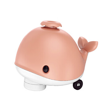 会顶球电动万向轮行走男女孩玩具粉色萌趣吹球鲸鱼没喷雾配电池螺丝刀