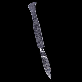雨轩户外柳叶刀手工锻打大马士革钢刀一体龙骨直刀折叠锻打工艺把玩