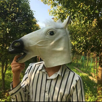 cospiay搞笑动物马头头套网红头套面具全脸表演道具新年礼物 白龙马