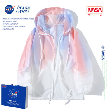 WHIM NASA外套男女款夏季连帽皮肤衣户外大码夹克轻薄防晒衣服 粉红色 XL【125-145斤】