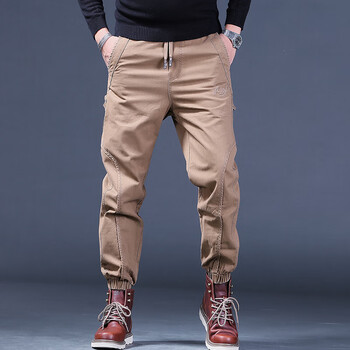 aemape苹果 冬季复古工装裤子男宽松直筒男士休闲裤潮牌束脚男裤 焦糖