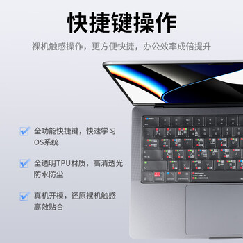 蓝盛 2024新款M4/A3403/A3186苹果MacBook Pro14/16英寸键盘膜通用M2/M3笔记本电脑快捷键功能保护膜