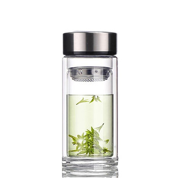 泡茶水杯矮胖形户外车载喝水杯子定制logo250ml双层66cm直径厚底款