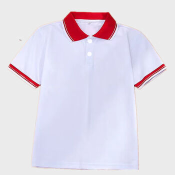 新款夏季校服红短袖中小学同款初高中生校园班服男女学生白色t恤 红色