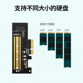 绿联Pcie转M.2 NVMe拓展卡 兼容Pcie5.0/4.0/3.0适用台式主机电脑机箱x4/x8/x16扩展SSD固态硬盘转接卡