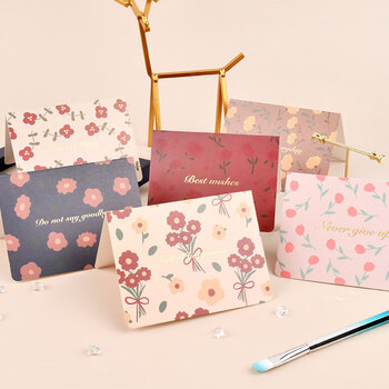 狮洛德 母亲节复古贺卡6张表白生日祝福卡毕业礼物装饰卡邀请留言卡片礼物装饰碎花系列带信封