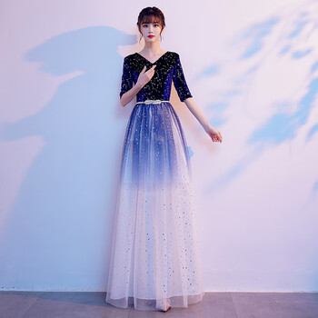 服饰内衣>女装>礼服>枫顾蓝>枫顾蓝中学生独唱演出服成人礼服女大合唱