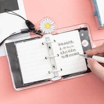 天色 A7手账本迷你口袋本便携笔记本子100张 活页本记事本文具日记本儿童卡通便签本 TS-4127 菊花伴手礼