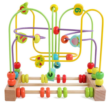 QZMTOY绕珠玩具三线大号数字水果串珠木制儿童婴幼儿早教启智玩具1-3岁 三线数字水果绕珠