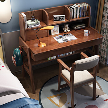 宜家ikea儿童学习桌椅套装同款护眼写字桌家用课桌全实木书书架一体小