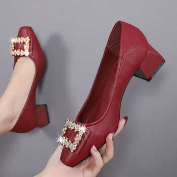 恩若凡喜婆婆穿的皮鞋婚宴鞋子妈妈鞋婚礼结婚配旗袍新娘喜妈妈高端大