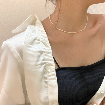 烨誉碎银项链淡水极细珍珠女简约小米珠锁骨链气质感颈链23mm正圆珍珠