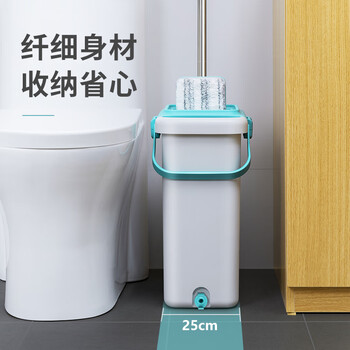 美丽雅平板拖把38cm杆长127cm2布带桶免手洗干湿两用家用一拖净拖地神器