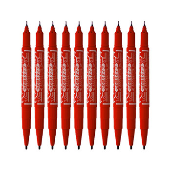 斑马牌（ZEBRA）YYTS5红色油性记号笔粗细双头速干笔学生美术绘图画勾线签字笔高颜值办公文具 10支