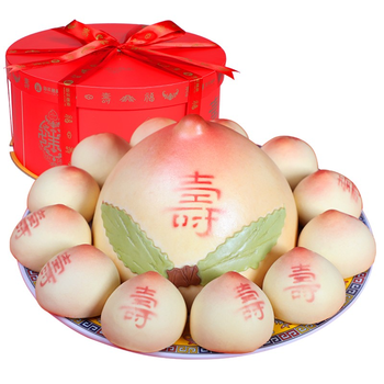寿桃 御茶膳房 寿桃馒头红豆蛋黄馅1600g 老年人生日祝寿礼品手工糕点
