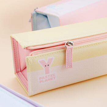 国誉（KOKUYO）淡彩星球·C2-R文具笔袋大容量铅笔收纳盒 内含侧袋 黄色1个 WSG-PCJ23Y