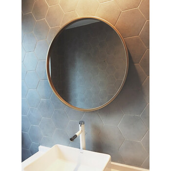 浴室镜卫生间镜子壁挂墙厕所洗手台梳妆镜化妆镜装饰圆镜 黑色边框