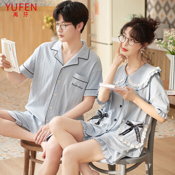 2022新款纯棉短袖可爱草莓熊家居服可外穿am33590女33591男女款xl码