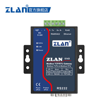 ZLAN工业级Modbus网关rtu转modbus tcp工业级串口服务器RS232/485/422转以太网上海卓岚ZLAN5143 ZLAN5143（9-24V供电）