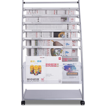 得力(deli)9303 报刊架杂志架 图书馆报夹 办公室置物架书架报夹架广告宣传册资料展示架海量型 灰色 单个装